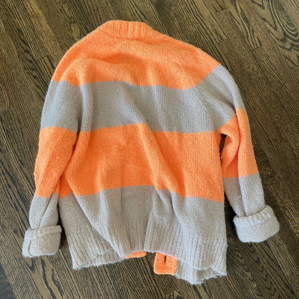 Orange and tan striped Anthropologie Cardigan
